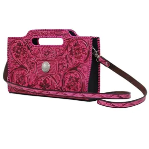 Bolso de Mano Tipo Clutch de Cuero Genuino Estilo Vaquero Occidental, Diseño Vintage Bohemio, Hecho a Mano, Rodeo Internacional - Product Image 1