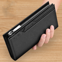 Dompet Panjang Pria Vintage PU dengan Kancing, Kualitas Tinggi, Gaya Hip-Hop, Tempat Kartu Kredit, Lapisan Kulit Asli, Merek Kustom, Desain Kustom