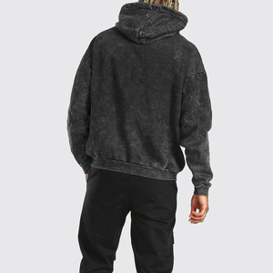 Sudadera con Capucha Básica Cómoda con Lavado Ácido para Hombre, Corte Regular, Invierno, Color Sólido, 100% Algodón, Felpa, Impermeable, Cortavientos, Transpirable - Product Image 2