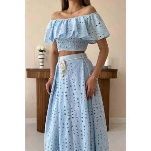 Conjunto de Blusa y Falda Gipel Azul Bebé - Azul Bebé - Product Image 4