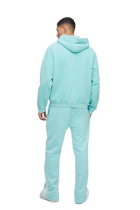 Aqua Blue Quarter Zip Heavyweight Fleece Hoodies Hombres 450GSM Tela de algodón Cepillado Interior Cálido Invierno Streetwear OEM Factory - Product Image 3