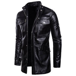 <b>Men's</b> Premium Sophisticated Style <b>Mid</b>-<b>Length</b> Stand Collar Sheep Skin Genuine Jacket Heated Motorcycle Outdoor for Winter - Product Image 1