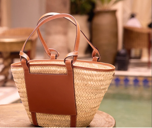 Sac en paille de qualité supérieure, panier en paille, sac naturel, sac de plage, sac fait main, sac marocain, panier marocain - Product Image 1