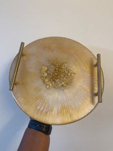 Plateau de service en résine solide avec motif fait main pour ceux qui aiment les designs artistiques et élégants uniques - Product Image 3