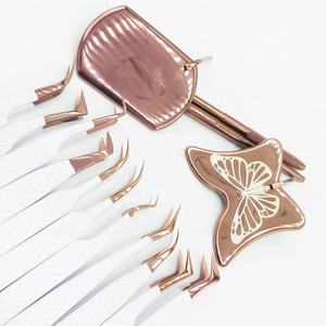 Juego de pinzas para pestañas de acero inoxidable sólido con etiqueta privada personalizada, Punta puntiaguda de oro rosa, pestañas de volumen al por mayor - Product Image 2