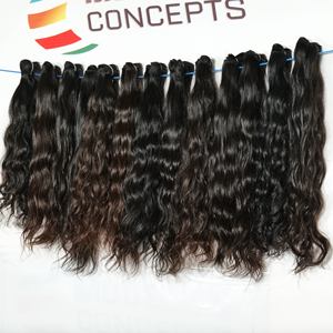 Barato Virgen Remy 100% cutícula alineada templo indio extensiones de cabello humano máquina doble trama ondulado textura Color negro - Product Image 6