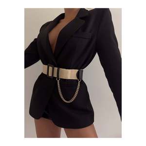 Ceinture élastique pour femme avec boucle chaîne, ceinture pour veste, ceinture pour chemise, ceinture pour robe - Noir - Product Image 4