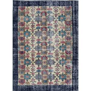 Vintage Grey & <b>Black</b> Hand Knotted Wool <b>Rugs</b> Floral-Abstract Pattern for Home Living Room Hallway Rectangle Handmade for Teens - Product Image 1