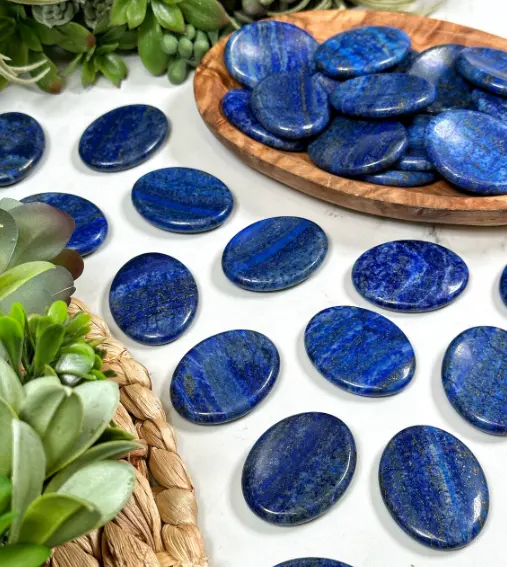 best selling natural healing stone lapis lazuli crystals thumb chakra worry stone for pocket stone