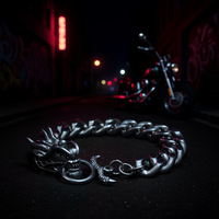 Bracelet pour homme en acier inoxydable, style motard, motif dragon, SL19, vendeur américain, chaînes et maillons fins