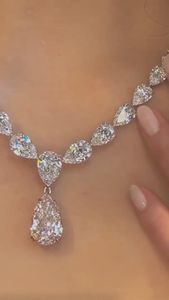 Lab Grown Diamond Pear Drop <b>Necklace</b>, Pear Diamond Bridal <b>Necklace</b>, Luxury Wedding Jewelry Gift - Product Image 2