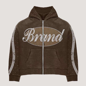 Chándal con Estampado Personalizado, Lavado Ácido y Pedrería, Diseño de Moda, Material de Alta Calidad para Ropa Urbana y Casual, Unisex - Product Image 5