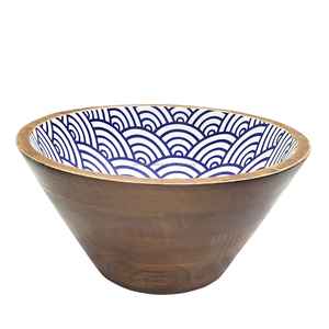 Natural Finish Wooden Printed Bowl With Hand Painted Design For Table Centerpiece Handmade From India At Cheapest price - Product Image 6