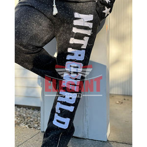 Chándales con cremallera de diamantes de imitación para hombre Logotipos bordados desgastados Chándal acampanado para hombre Chándal lavado con ácido Cremallera personalizada - Product Image 3