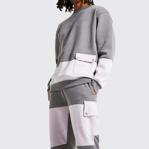 Survêtement pour homme en coton 100% imprimé sur mesure, à capuche, avec blocs de couleur, pour la course à pied, l'entraînement sportif, pantalon de jogging, streetwear - Product Image 5