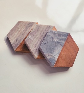Vente chaude Personnalisé Blanc Marbre Acacia Hexagon Sous-verres Ardoise Matériel Napperon Pad Hôtels Cuisine Utilisation Salle À Manger Occasion Verre - Product Image 4