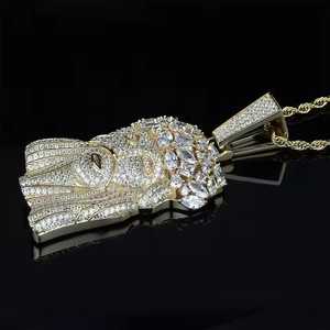 Colgante de Jesús con Incrustaciones de Diamantes de Imitación en Estilo Hip Hop, Acero Inoxidable Personalizado, Chapado en Plata, Religioso Cristiano - Product Image 2