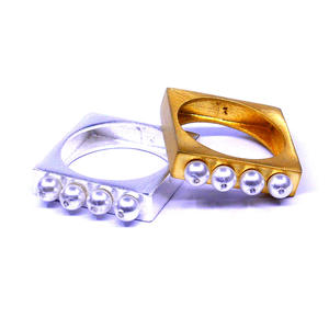 Bague classique pour femme en argent sterling 925 plaqué or, ornée de perles et de pierres précieuses, tendance - Product Image 5