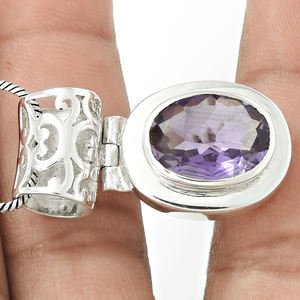Joyería de piedra natal de febrero, Plata de Ley 925, amatista púrpura Natural, piedra preciosa ovalada, colgante de lujo, joyería fina hecha a mano - Product Image 3
