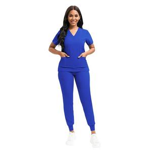 Combinaison d'infirmière multicolore à col en V et à manches courtes pour femmes, vêtements de travail médicaux avec pantalon pour propriétaires d'animaux domestiques, accessoires inclus - Product Image 2