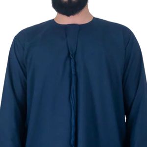 Thobe émirati haut de gamme bleu luxe Kandura traditionnel arabe porter élégant hommes Jubba doux et respirant tenue islamique moderne - Product Image 5