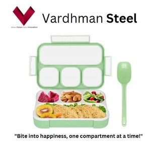 Hot Sale 4 Compartment <b>Plastic</b> Square Bento Lunch Box for Kids Conveniently <b>Divided</b> for Every Bite - Product Image 2