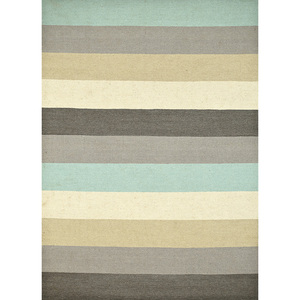 Tapis en jute Indusbar à rayures abstraites, 4 m de large, style kilim, en laine, 10 mm, gris et noir, tissage plat pour usage domestique - Modèle DW-148 - Product Image 1