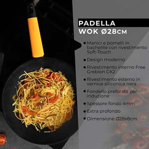 Wok de Aluminio de 28 cm con Tapa de Vidrio, Compatible con Inducción y Gas, Mango de Baquelita - Product Image 3