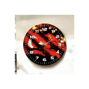 Reloj de pared de mesa silencioso de madera con estampado de bandera turca roja negra regalo de 50cm - Product Image 3
