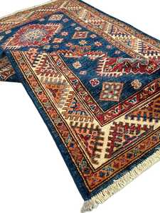 Haute qualité afghan 8x10 tapis persan bleu rouge coupe Pile laine à la main abstrait brodé tapis pour salon - Product Image 6