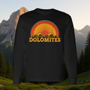 T-shirt a maniche lunghe in stile retrò per escursionisti delle Dolomiti, abbigliamento promozionale in stile retrò - Product Image 3