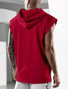 2025 OEM Logo personnalisé 100% coton sweats à capuche Fitness sport débardeur avec capuche gymnastique entraînement fermeture éclair sans manches sweats à capuche pour hommes - Product Image 3