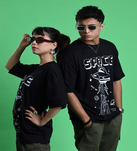 Camiseta con estampado personalizado DTG 300 Gsm, camisetas de gran tamaño para parejas, camiseta de punto informal Unisex con cuello redondo, 100% algodón - Product Image 2