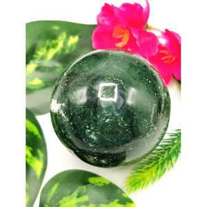 Sphère/boule en pierre d'agate mousse naturelle incroyablement magnifique - Énergie/Reiki/Cristalthérapie - 2,5 pouces (6,25 cm) de diamètre et 300 g (0,66 lb) - Product Image 3