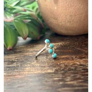 Navajo Handmade Turquoise <b>Sterling</b> <b>Silver</b> <b>Adjustable</b> Gemstone <b>Ring</b> - Product Image 3