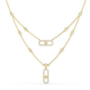 Collares con colgante de oro amarillo de 10K para mujer, 2 cadenas móviles, diseño de piedra CZ para mujer, fabricante de alta calidad de Vietnam - Product Image 1