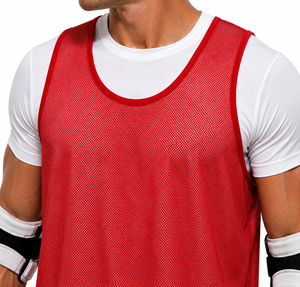 SINEWY SPORTS <b>Men's</b> Red Mesh Lacrosse Practice Vest Sleeveless Breathable Tank Top for Adults All Seasons - Product Image 6
