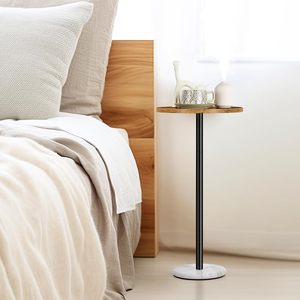 Wooden <b>Side</b> <b>Table</b> Outdoor Drink <b>Table</b> for Cocktail <b>Table</b> with <b>White</b> Marble Weighted Base for Patio Deck Rustic Brown - Product Image 5