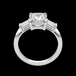 Anillo de compromiso de tres piedras con diamantes de corte princesa para mujer - Product Image 6