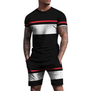 Ensembles de t-shirts et shorts décontractés à manches courtes pour hommes, deux pièces, au prix de gros - Product Image 1