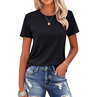 T-shirt d'été pour femmes adultes, vente en gros, coton léger, manches courtes, décontracté, respirant, écologique, grande taille, col rond, doux