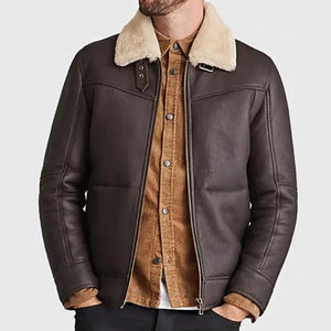 Manteau aviateur en fourrure de mouton imperméable de haute qualité, nouveau design, vente en gros, meilleur modèle 2025, style d'hiver avec rembourrage en peau de mouton, pour hommes - Product Image 4