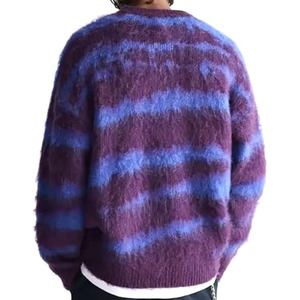 Pull en mohair texturé pour homme avec col rond et manches longues, pull en mohair pour homme avec ourlet côtelé - Product Image 4