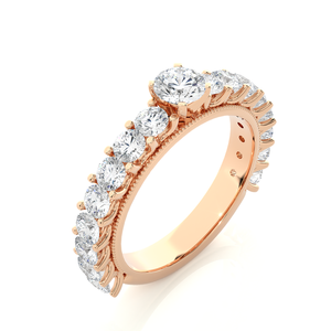 Anillo de Compromiso de Oro Rosa con Cuentas y Moissanita de 3 Quilates, Corte Redondo - Product Image 4