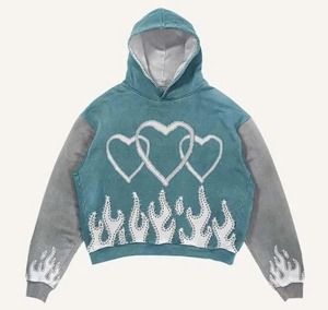 Sudaderas de invierno de peso pesado para hombre con diseño vintage desteñido y logotipo personalizado bordado hombro caído al por mayor - Product Image 5