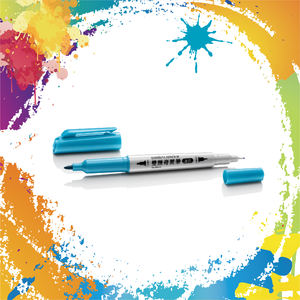 ปากกาเมจิก SIMBALION หมายเลข 685 หัวคู่ แบบถาวร สีเดียว แพ็คเดียว หัวเขียนขนาดเล็กพิเศษ 1.0 มม. 0.5 มม.  ปลอดสารพิษ ใช้แอลกอฮอล์ - Product Image 5