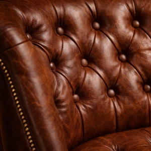 Chesterfield Farmhouse Bar <b>Stool</b> Buffalo <b>Leather</b> | Durable Stable | Vintage Brown Tufted | Luxury Hotel Seating 10-Year Warranty - Product Image 2