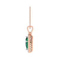 Pendentif en or rose massif 14 carats avec diamant vert de laboratoire certifié IGI, style classique, collier personnalisé avec chaîne maille forçat, parfait