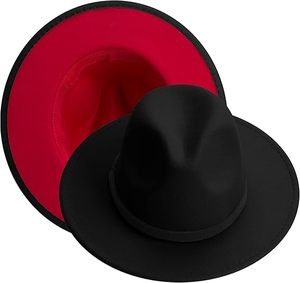 Custom Two Tone Red Bottom <b>Fedora</b> <b>Hats</b> Wholesale Wide Brim Black Felt Panama Jazz <b>Hat</b> for <b>Men</b> Women Streetwear - Product Image 3