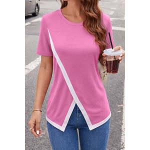 Blusa de Viscosa de Manga Corta y Cuello Redondo para Mujer, Corte Regular, Estilo Casual Básico para Uso Diario, Modelo 32560 - Product Image 3